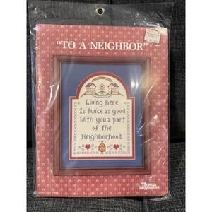 New In Package Vintage Three Needles “To A Neighbor” Ornate Cut Mat Included